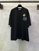 Loewe Fashion Embroidered Golden Toad Logo T-shirt Unisex Casual Versatile Short Sleeve