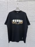 Fendi 26SS Fashion 3D Stereoscopic Logo Printed T-shirt Unisex Casual Loose Short Sleeve