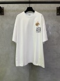 Loewe Fashion Embroidered Golden Toad Logo T-shirt Unisex Casual Versatile Short Sleeve
