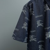 Burberry Classic Full War Horse Printed Embroidered Cowboy Short Sleeved Shirt