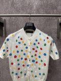 Louis Vuitton Women's Fashion Versatile Full Polka Dot Short Sleeved Cardigan