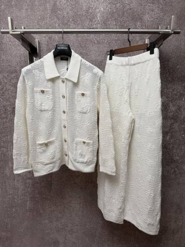 Chanel Women's Fashion Lazy Bow Hollow Collar Long Sleeve Set