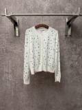 Dior Women's Fashion Embroidered Peace Dove Flower Casual Knitted Cardigan
