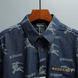 Burberry Classic Full War Horse Printed Embroidered Cowboy Short Sleeved Shirt