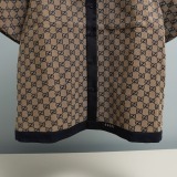Gucci Classic Full Logo Printed Contrast Splicing Short Sleeve Shirt