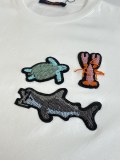 Louis Vuitton Fashion Embroidered Round Neck Short Sleeve Couple Casual Loose T-shirt