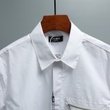 Fendi Unisex Fashion Logo Printed Zipper Pocket Short Sleeve Shirt
