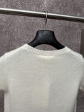 Dior Women Fashion Versatile Embroidered Floral Cashmere Short Sleeve Knitted Sweater