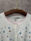 Dior Women's Fashion Embroidered Peace Dove Flower Casual Knitted Cardigan