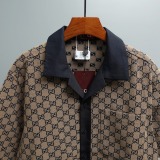 Gucci Classic Full Logo Printed Contrast Splicing Short Sleeve Shirt