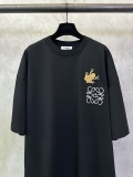 Loewe Fashion Embroidered Golden Toad Logo T-shirt Unisex Casual Versatile Short Sleeve