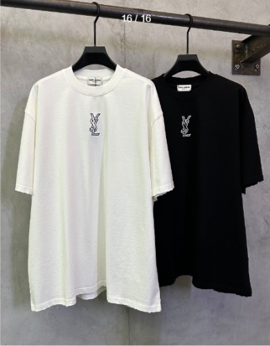 Yves Saint Laurent 26SS Classic Logo Printed Short Sleeve Couple Casual Oversize T-shirt