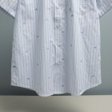 Gucci Unisex Fashion Embroidery GG Stripe Casual Versatile Short Sleeve Shirt