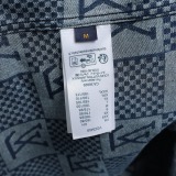 Louis Vuitton Unisex Fashion Embroidered Logo Checkered Denim Shirt