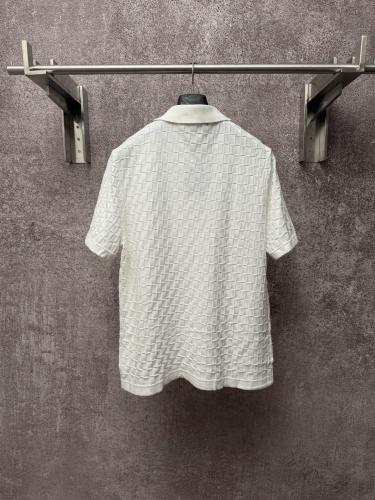 Louis Vuitton 26SS Fashion Embroidered Logo Checkerboard Knitted Polo Shirt
