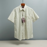 Gucci Unisex Fashion Embroidery GG Stripe Casual Versatile Short Sleeve Shirt