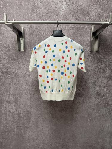 Louis Vuitton Women's Fashion Versatile Full Polka Dot Short Sleeved Cardigan