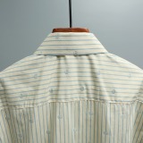 Gucci Unisex Fashion Embroidery GG Stripe Casual Versatile Short Sleeve Shirt
