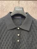 Louis Vuitton 26SS Fashion Embroidered Logo Checkerboard Knitted Polo Shirt