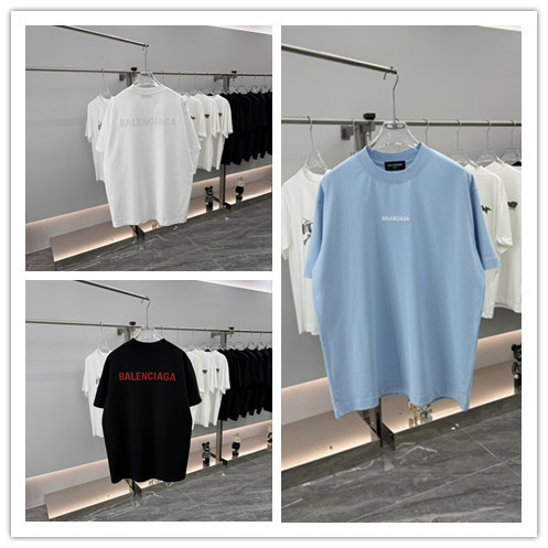 Balenciaga 26SS Simple Embroidered Logo T-shirt Unisex Versatile Loose Short Sleeve