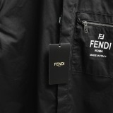 Fendi Unisex Fashion Logo Printed Zipper Pocket Short Sleeve Shirt