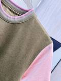 Loewe New Women's Fashion Embroidered Logo Casual Splicing Short Sleeve T-shirt