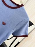 Prada New Women's Classic Triangle Logo Casual Contrast Short Sleeve T-shirt