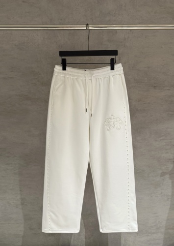 Chrome Hearts Fashion Leather Cross Pearl Side Guard Pants Couple Versatile Casual Pants