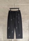 Chrome Hearts Fashion Inked Leather Cross Pants Couple Versatile Casual Pants