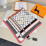 Louis Vuitton Fashion Versatile Colorful Striped Printed Silk Square Towel 90 x 90 CM