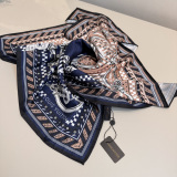 Louis Vuitton Fashion Versatile Color Blocked Logo Printed Silk Square Towel 90 x 90 CM