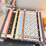 Louis Vuitton Fashion Versatile Colorful Striped Printed Silk Square Towel 90 x 90 CM