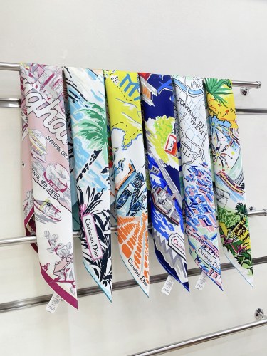 Dior Fashion Versatile Double Sided Same Color Silk Square Towel 90 x 90 CM