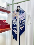 Gucci Fashion Versatile Flower Printed Double Sided Same Color Silk Square Towel 90 x 90 CM