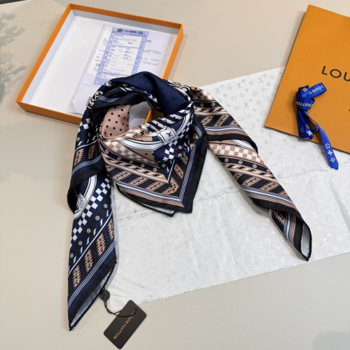 Louis Vuitton Fashion Versatile Color Blocked Logo Printed Silk Square Towel 90 x 90 CM