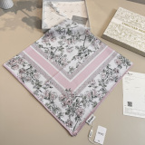 Dior Fashion Versatile Floral Printed Silk Square Towel 90 x 90 CM