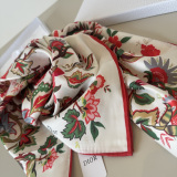 Dior Fashion Versatile Floral Printed Silk Square Towel 90 x 90 CM