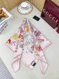 Gucci Fashion Versatile Flower Printed Double Sided Same Color Silk Square Towel 90 x 90 CM
