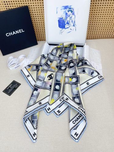 Chanel Fashion Versatile Logo Printed Double Sided Same Color Silk Square Towel 90 x 90 CM