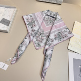 Dior Fashion Versatile Floral Printed Silk Square Towel 90 x 90 CM