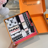 Louis Vuitton Fashion Versatile Colorful Striped Printed Silk Square Towel 90 x 90 CM