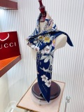 Gucci Fashion Versatile Flower Printed Double Sided Same Color Silk Square Towel 90 x 90 CM