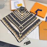 Louis Vuitton Classic Fashion Versatile Logo Chain Printed Silk Square Towel 90 x 90 CM