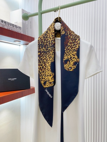 Yves Saint Laurent Fashion Versatile Leopard Printed Double Sided Same Color Silk Square Towel 90 x 90 CM