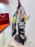 Gucci Fashion Versatile Flower Printed Double Sided Same Color Silk Square Towel 90 x 90 CM