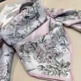 Dior Fashion Versatile Floral Printed Silk Square Towel 90 x 90 CM