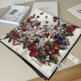 Dior Fashion Versatile Floral Printed Silk Square Towel 90 x 90 CM