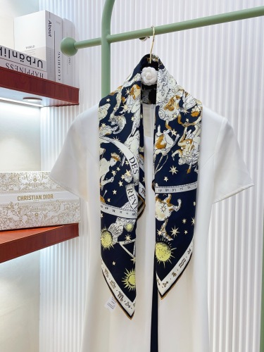 Dior Fashion Versatile Starry Constellation Printed Double Sided Same Color Silk Square Towel 90 x 90 CM