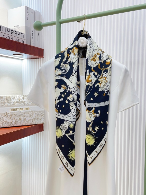 Dior Fashion Versatile Starry Constellation Printed Double Sided Same Color Silk Square Towel 90 x 90 CM