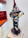 Gucci Fashion Versatile Flower Printed Double Sided Same Color Silk Square Towel 90 x 90 CM